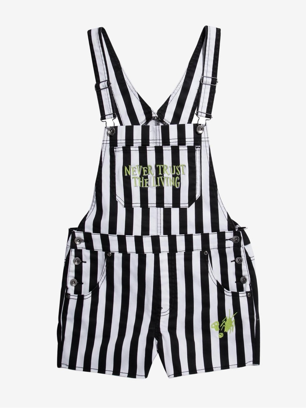 Hot Topic Beetlejuice Black & White Stripe Shortalls Overalls 2X 2XL XXL